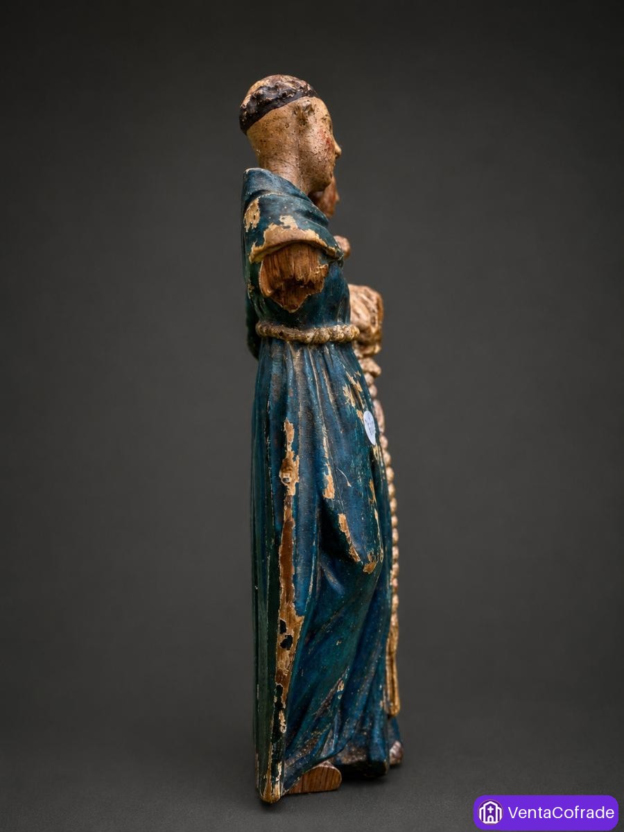 San Antonio de Padua con Niño, talla en madera policromada, siglo XIX, 22 cm - foto 2