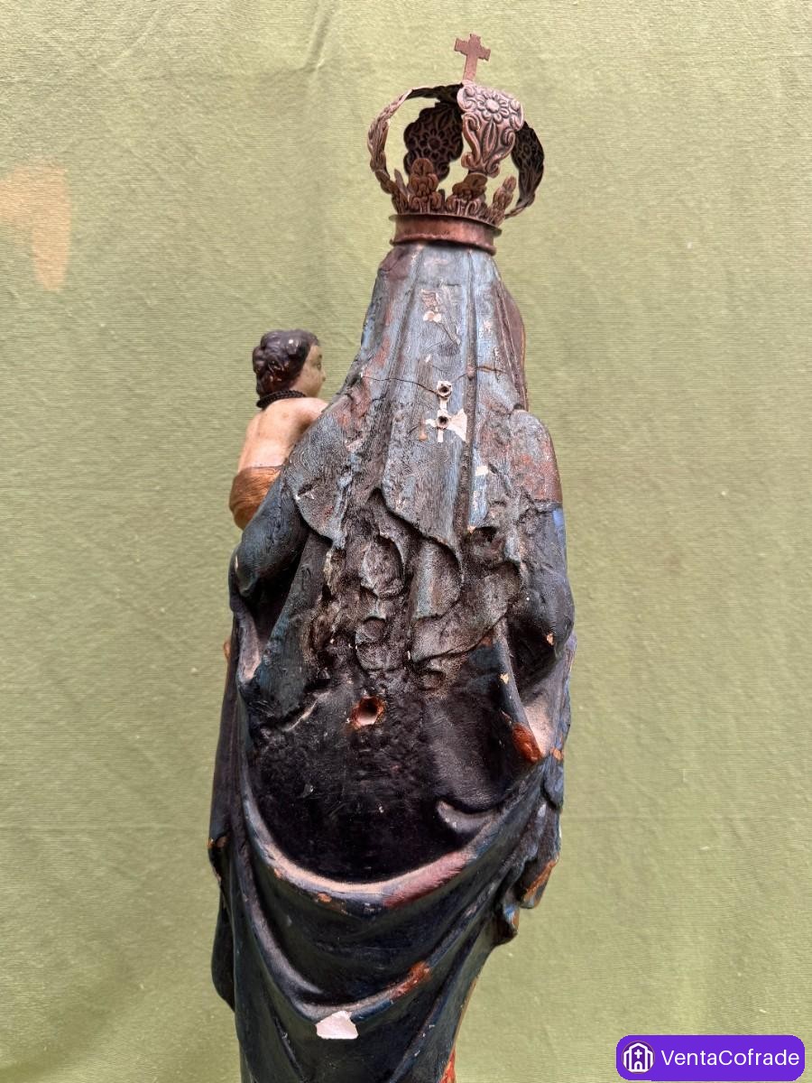 Virgen del Rosario Escayola Antigua Policromada - foto 6
