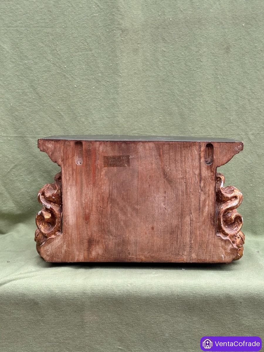 Peana barroca madera tallada dorada ”Arte Martínez” mascarón decorativo 40x23 cm - foto 4