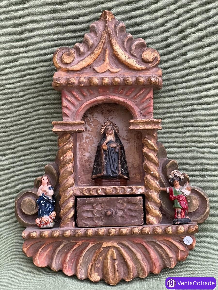 Hornacina barroca española en madera, siglo XVIII, retablo doméstico - foto 1