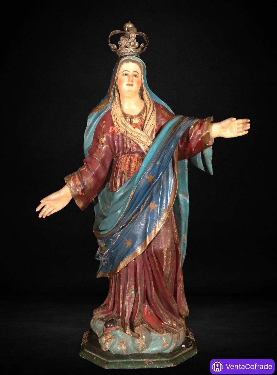 Inmaculada Concepción barroca madera tallada policromada Siglos XVII-XVIII 100 cm - foto 1