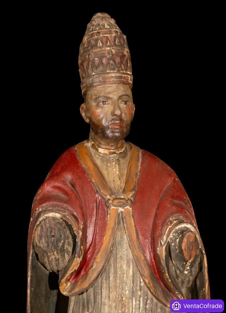 Papa Borgia Alejandro VI, talla barroca en madera policromada, siglo XVII - foto 2