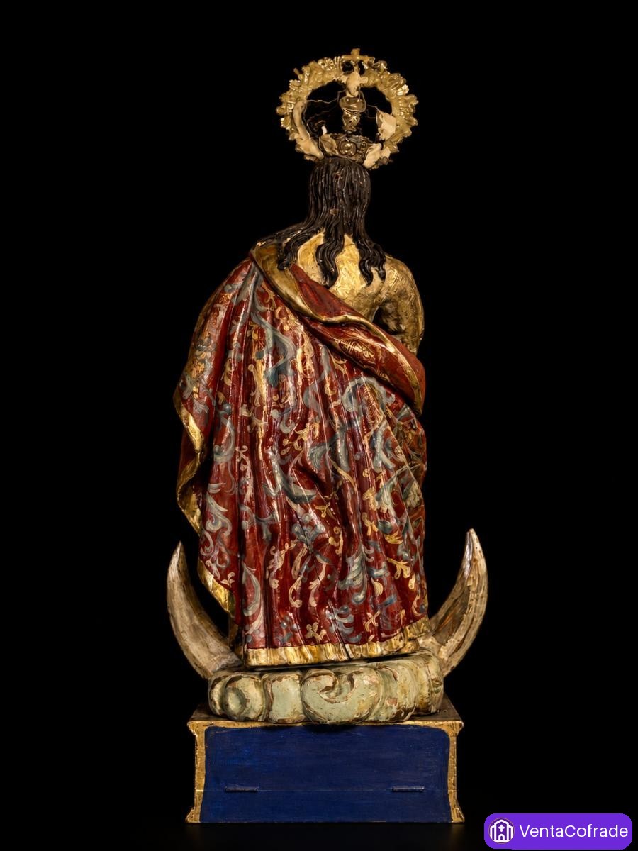 Inmaculada Concepción s. XVII madera tallada policromada y estofada española - foto 4