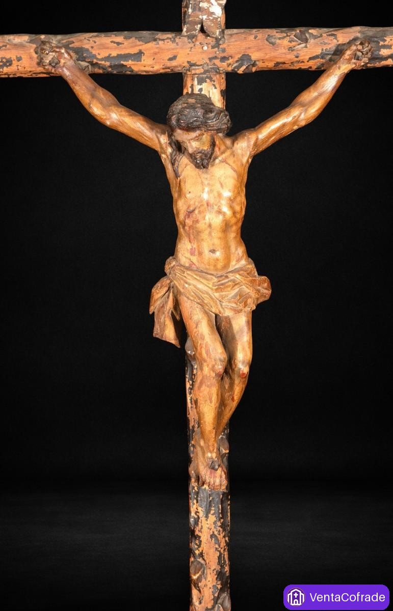 Cristo barroco antiguo madera policromada siglo XVIII 84 cm imaginería religiosa - foto 2
