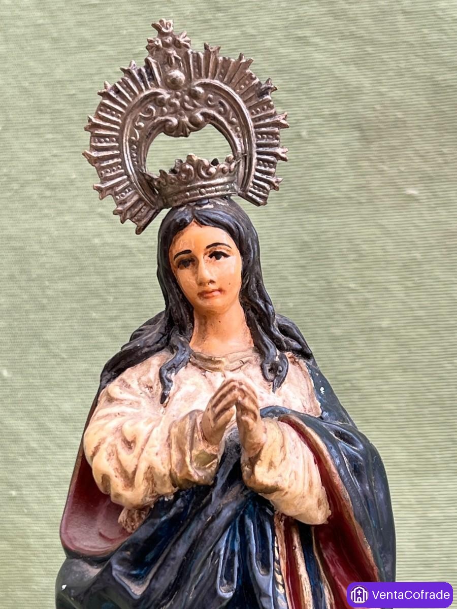 Purísima Concepción policromada, peana metal 37cm - foto 6