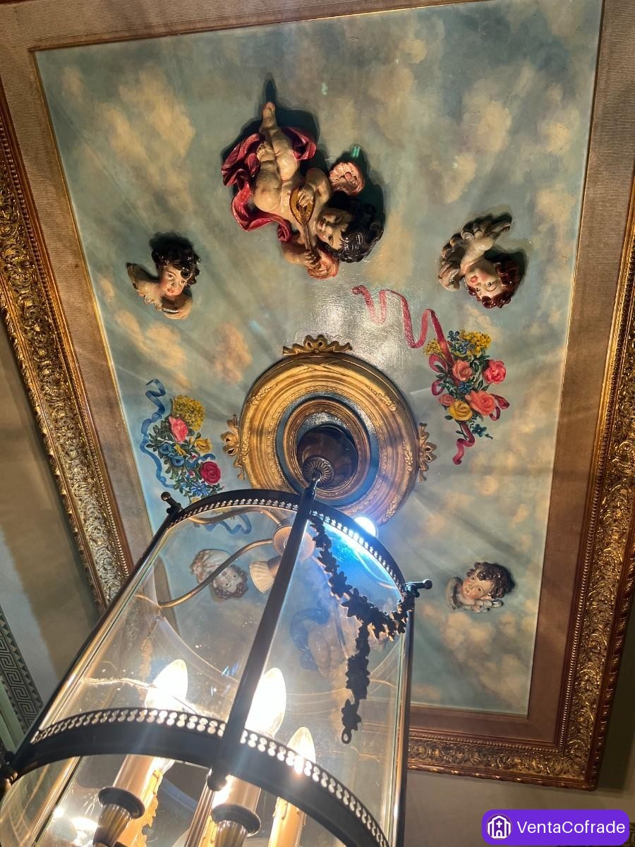 Cuadro bóveda decorativo vintage estilo barroco con querubines, 190×120 cm - foto 1