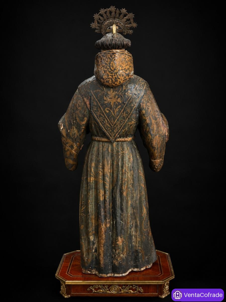 San Francisco de Asís. Talla barroca en madera policromada. 163 cm. Siglo XVIII - foto 2