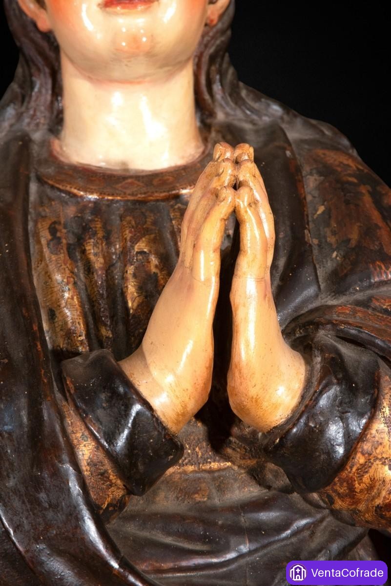 Importante Virgen Inmaculada colonial hispanoamericana, siglo XVII-XVIII, corona de plata - foto 5