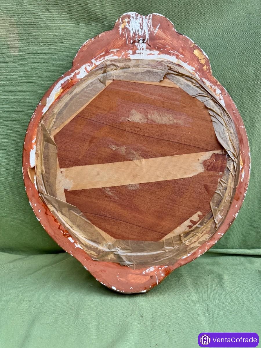 Espejo antiguo ovalado dorado en madera y estuco, estilo Luis XV, finales del siglo XIX - foto 2