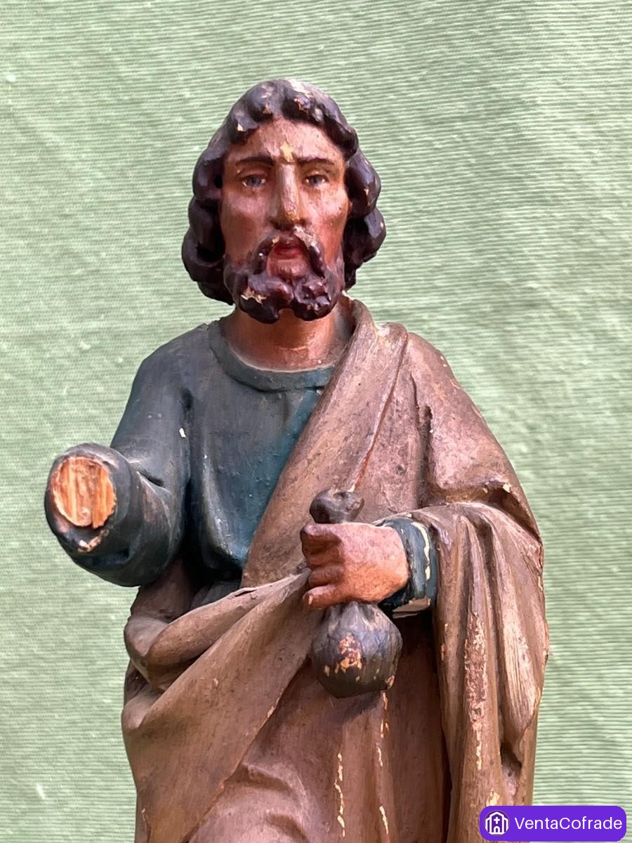 San Judas Tadeo antiguo en madera policromada, escuela española s. XVII–XVIII - foto 6