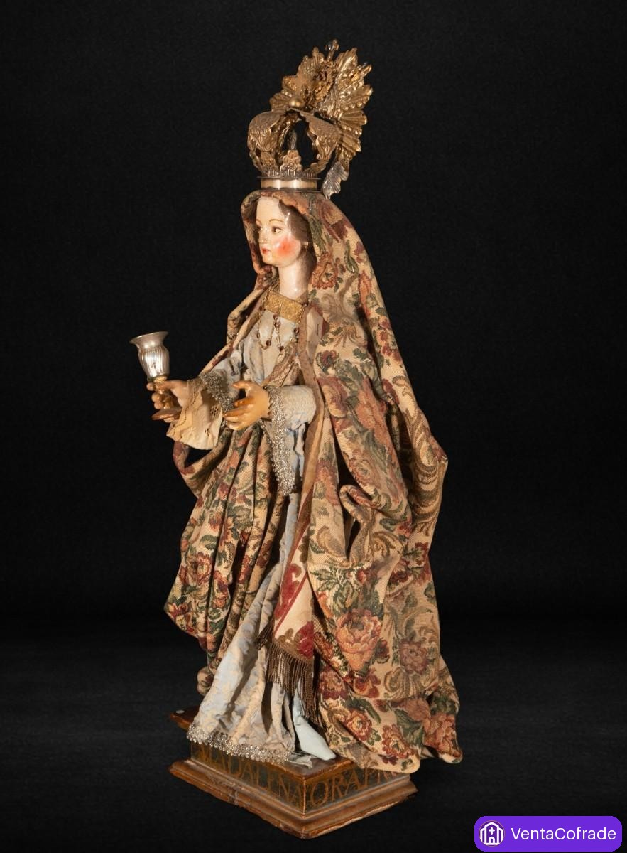 Santa María Magdalena de vestir XVIII Madera tallada Escuela Andaluza 76 cm - foto 6