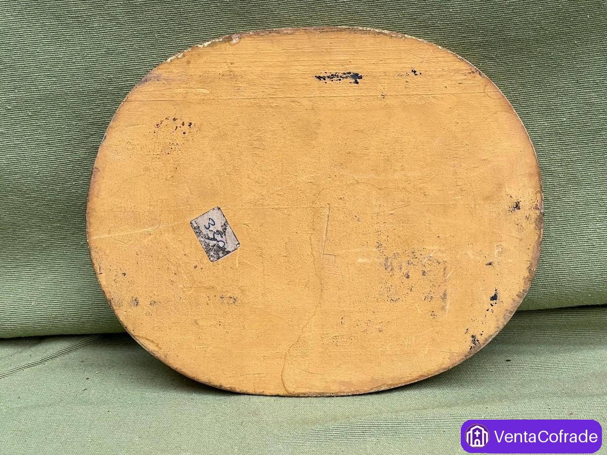 Peana antigua madera dorada y terciopelo 19 cm. - foto 4