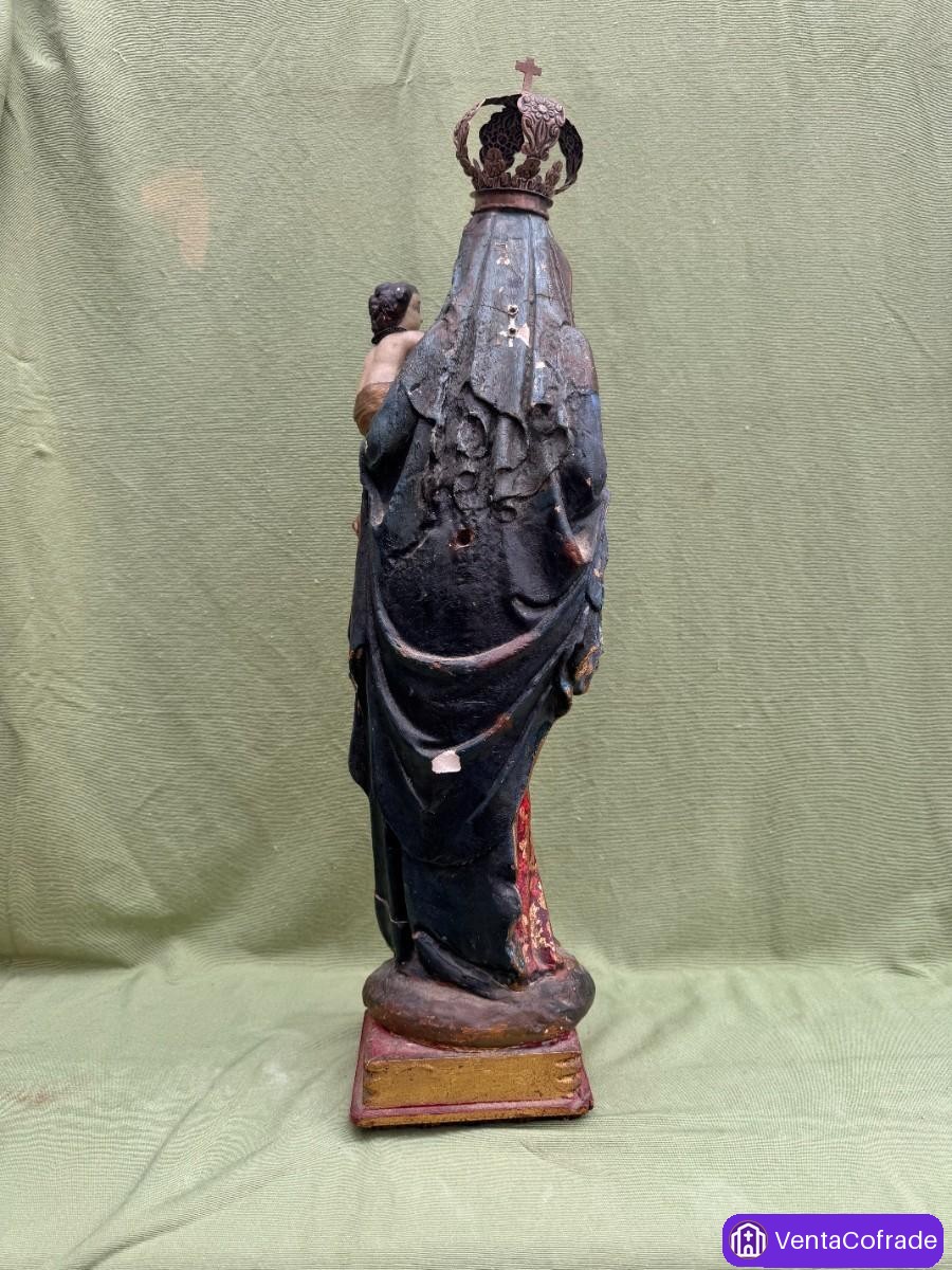 Virgen del Rosario Escayola Antigua Policromada - foto 3