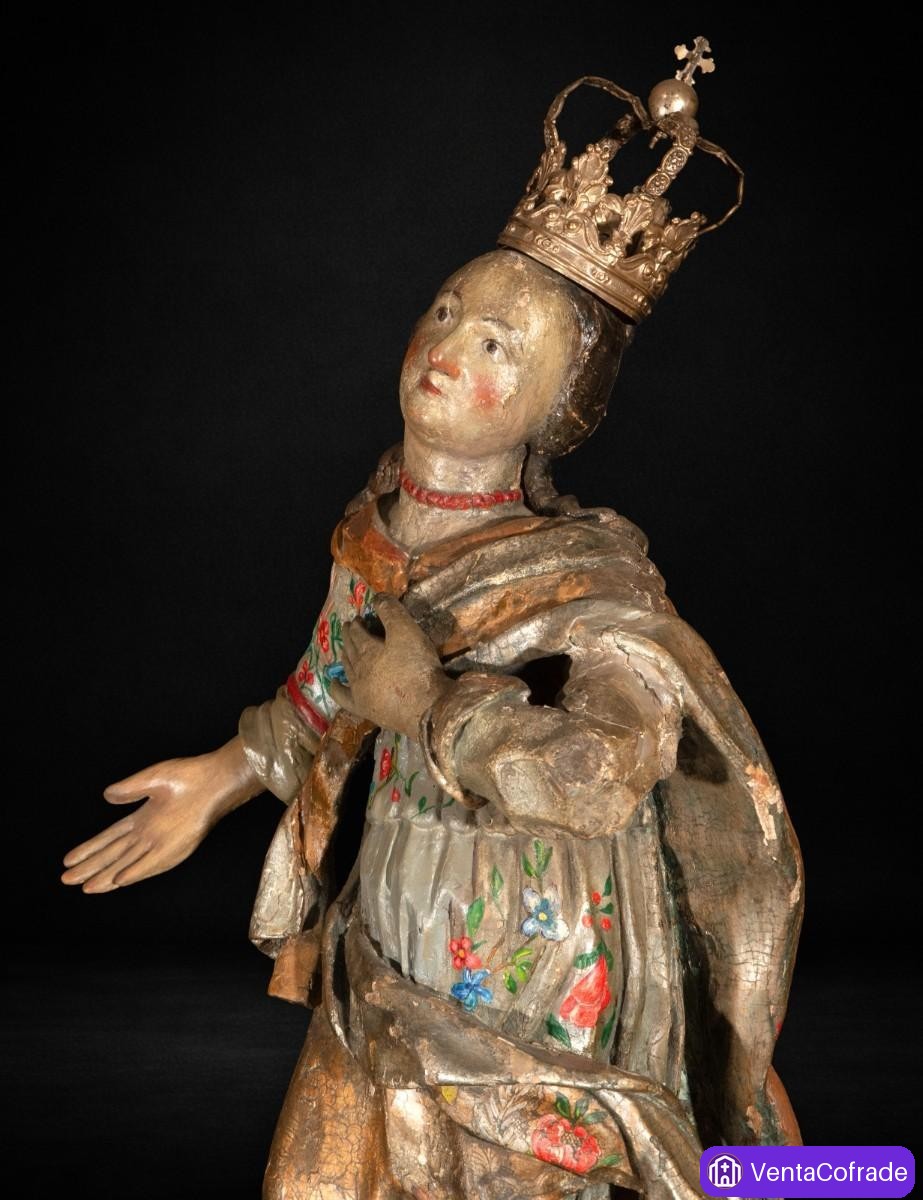 Virgen Purísima Inmaculada madera policromada escuela colonial XVII-XVIII - foto 6