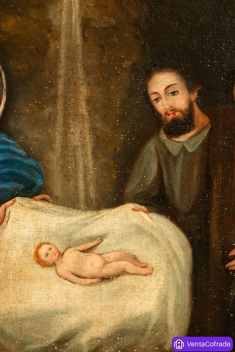 Natividad barroca, óleo sobre lienzo, Escuela española, siglo XVIII - foto 4