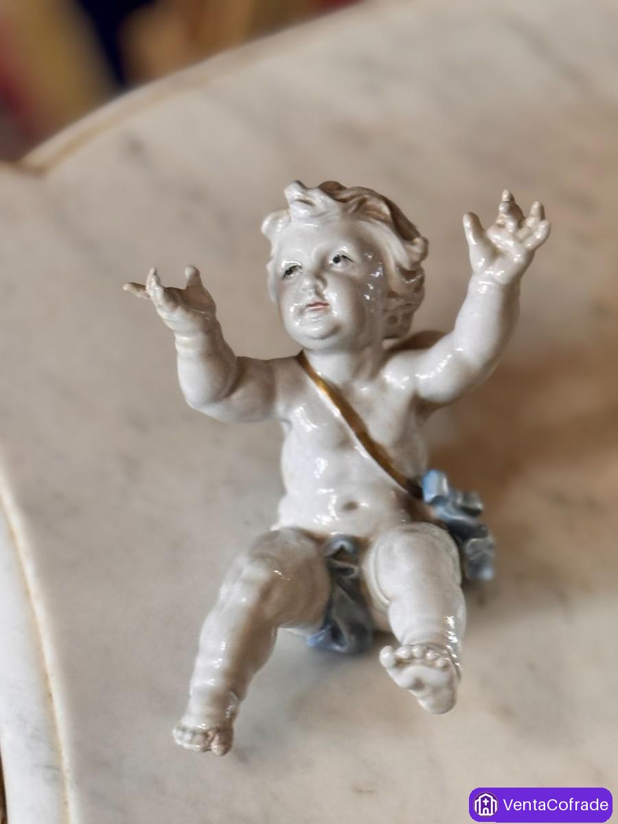 Angelito barroco de porcelana esmaltada de Algora - 10x15 cm - foto 4