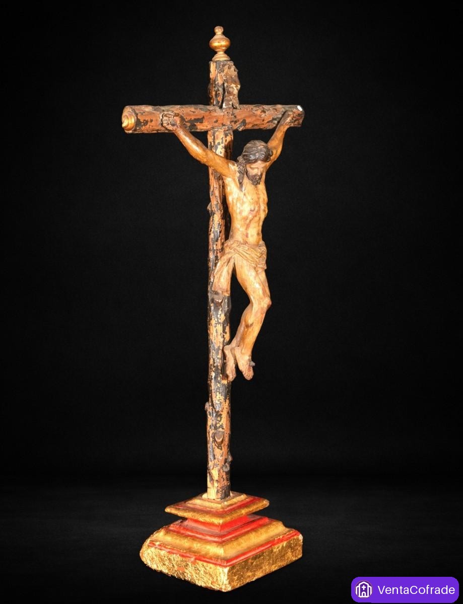 Cristo barroco antiguo madera policromada siglo XVIII 84 cm imaginería religiosa - foto 6
