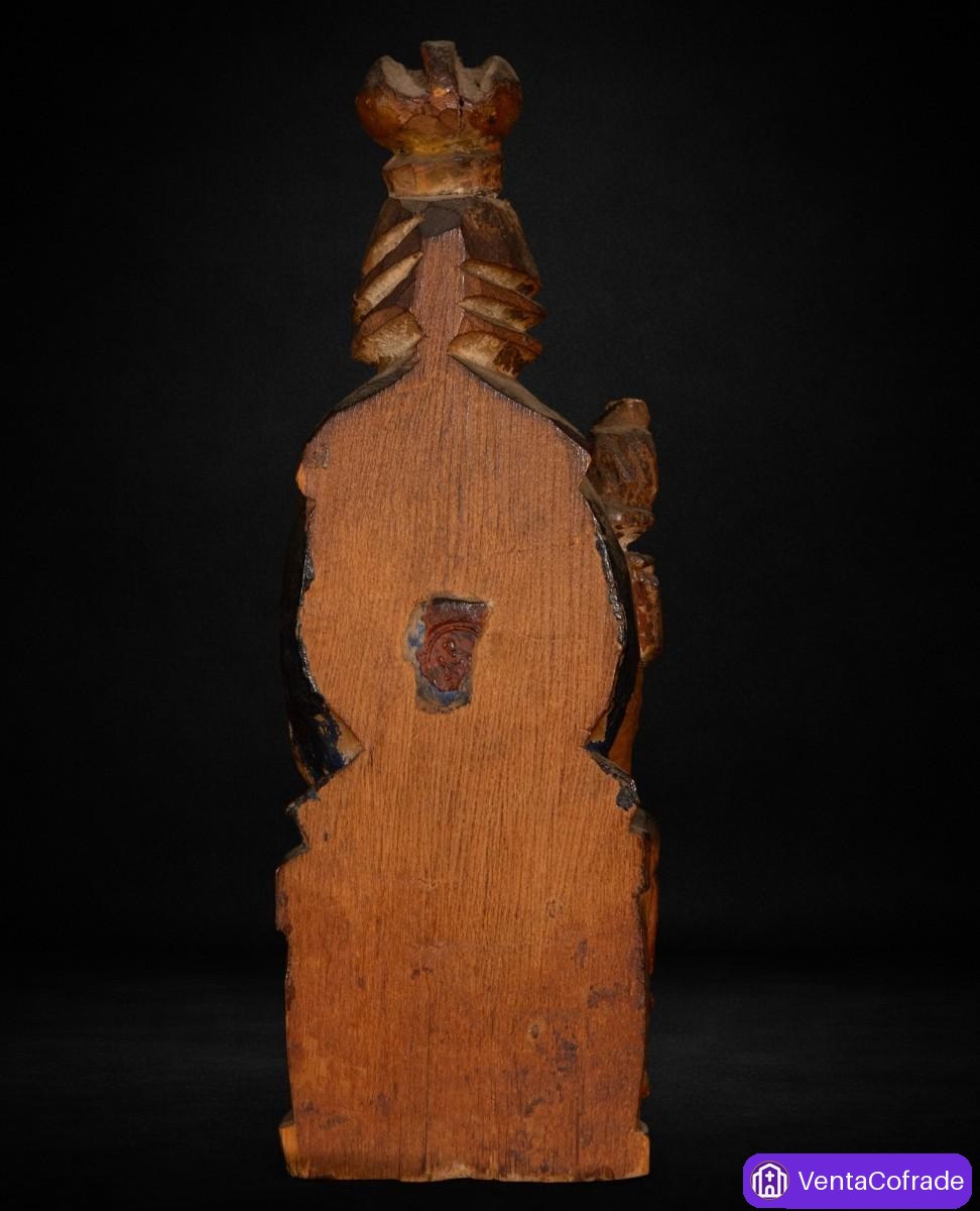 Virgen sedente con Niño, talla en madera policromada, siglo XVI–XVII - foto 6