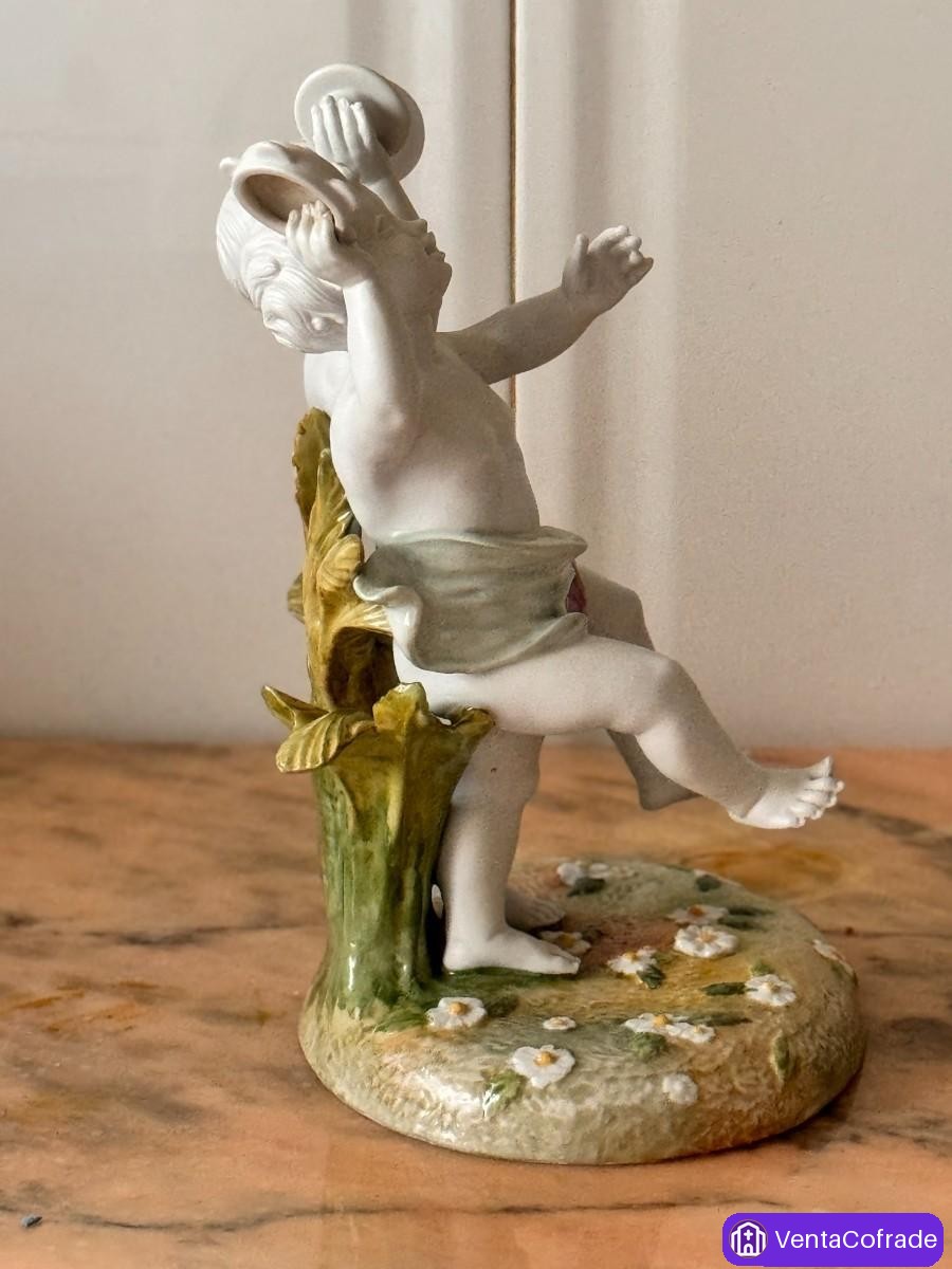 Pareja de figuras de porcelana de Sureda – Alegorías del Otoño y la Primavera - foto 3