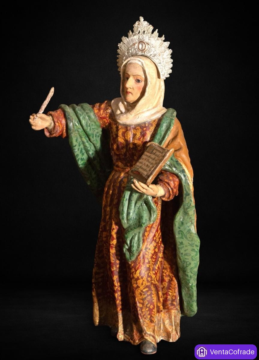 Santa Ana barroca en madera policromada y dorada, siglo XVIII, 67 cm - foto 6