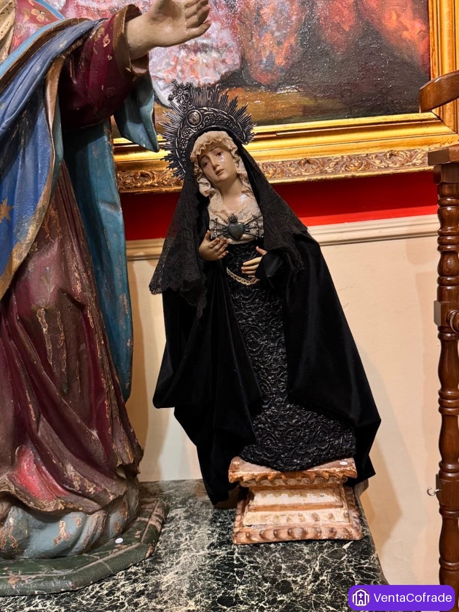 Virgen Dolorosa de cap i pota con corona de plata, talla en madera policromada, siglo XVII-XIX - foto 6
