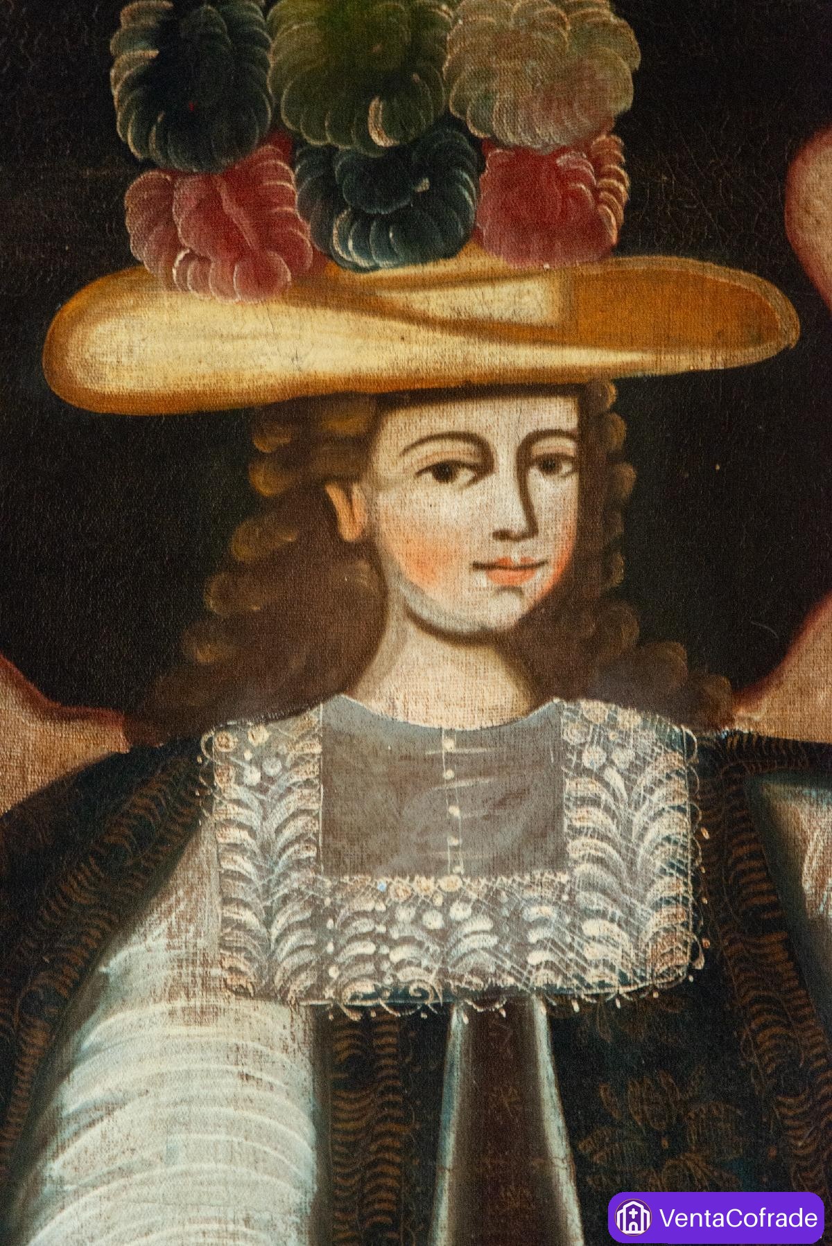 Arcángel con Alabarda Escuela Cuzqueña Perú Siglo XVIII Óleo Colonial - foto 3