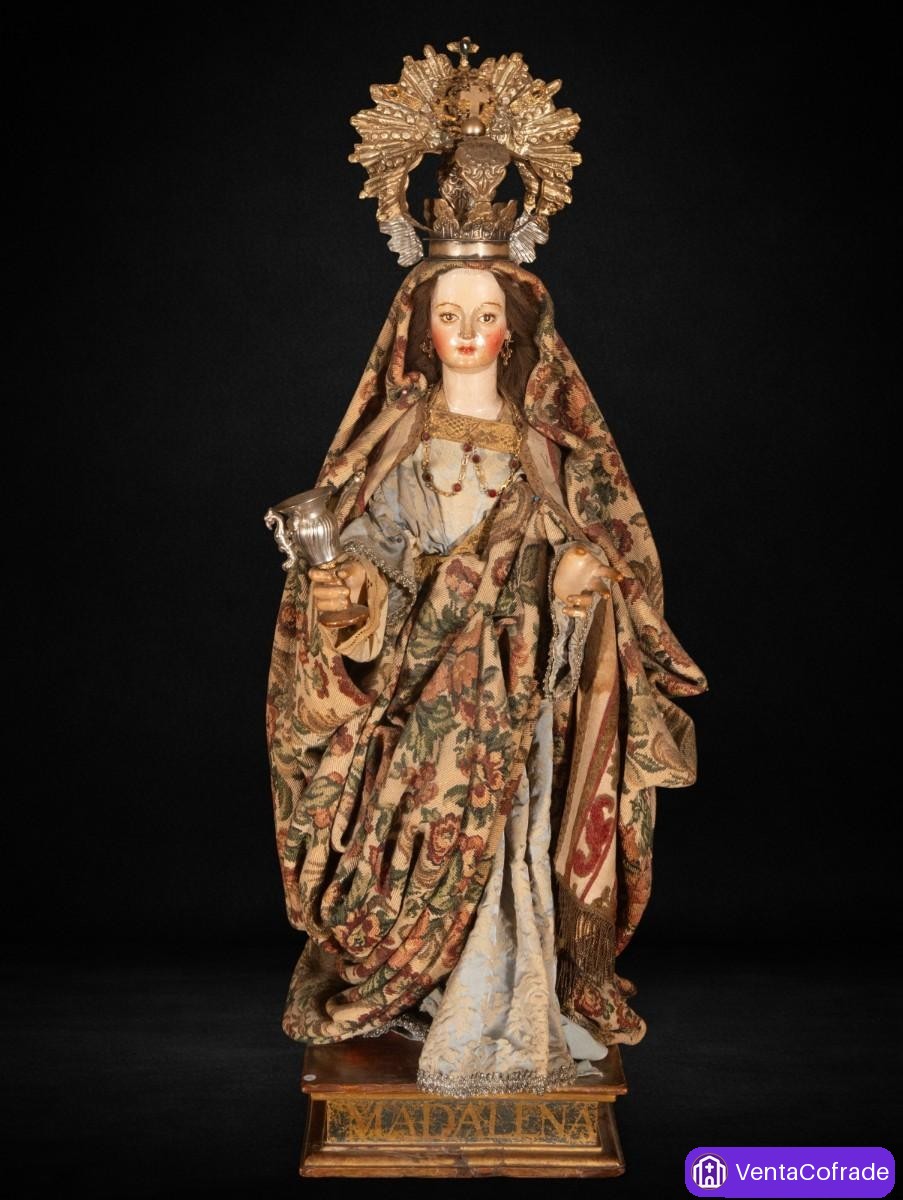 Santa María Magdalena de vestir XVIII Madera tallada Escuela Andaluza 76 cm - foto 1