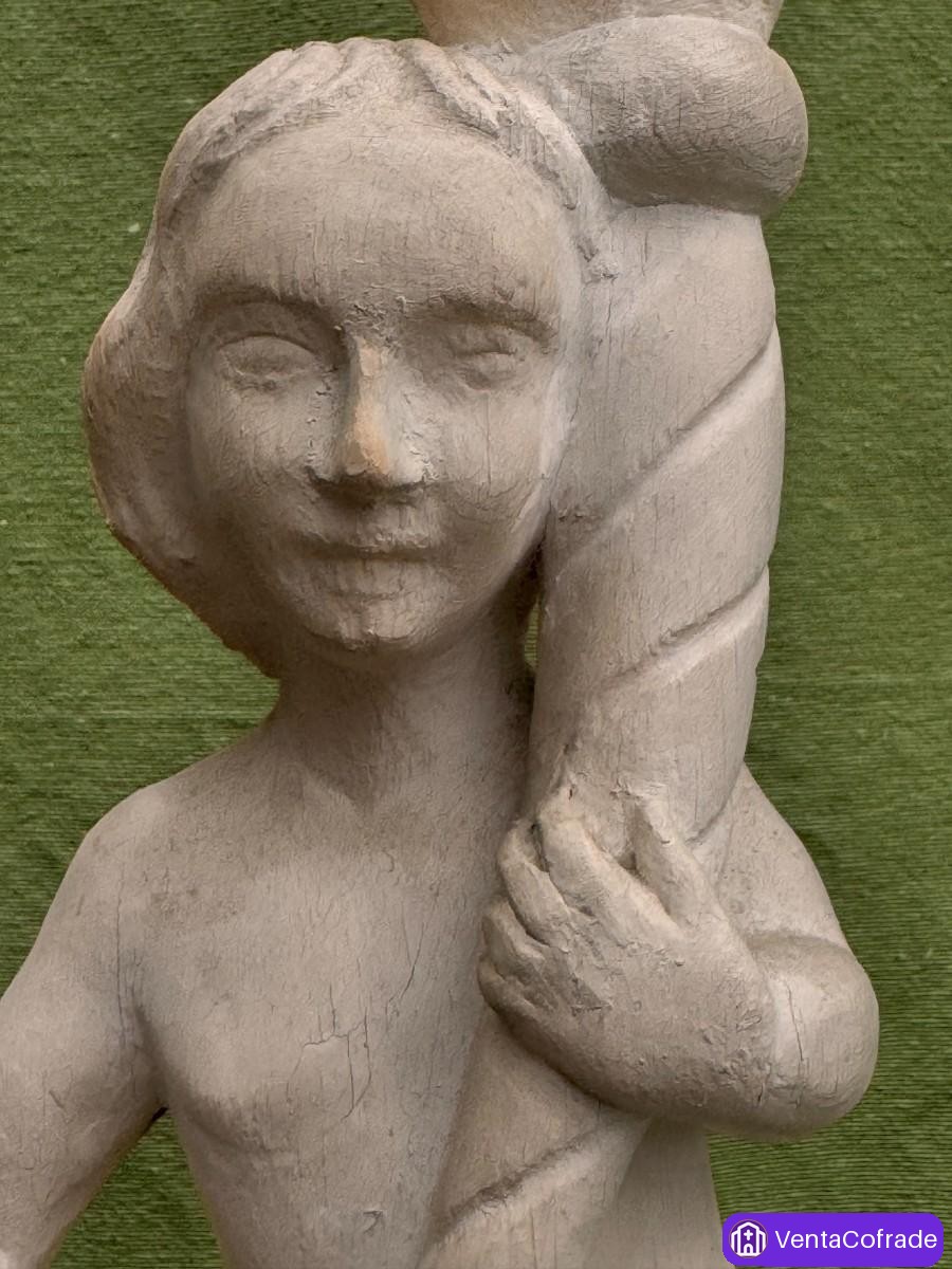 Putto en madera tallada, escultura barroca tardía, siglo XVIII - foto 5