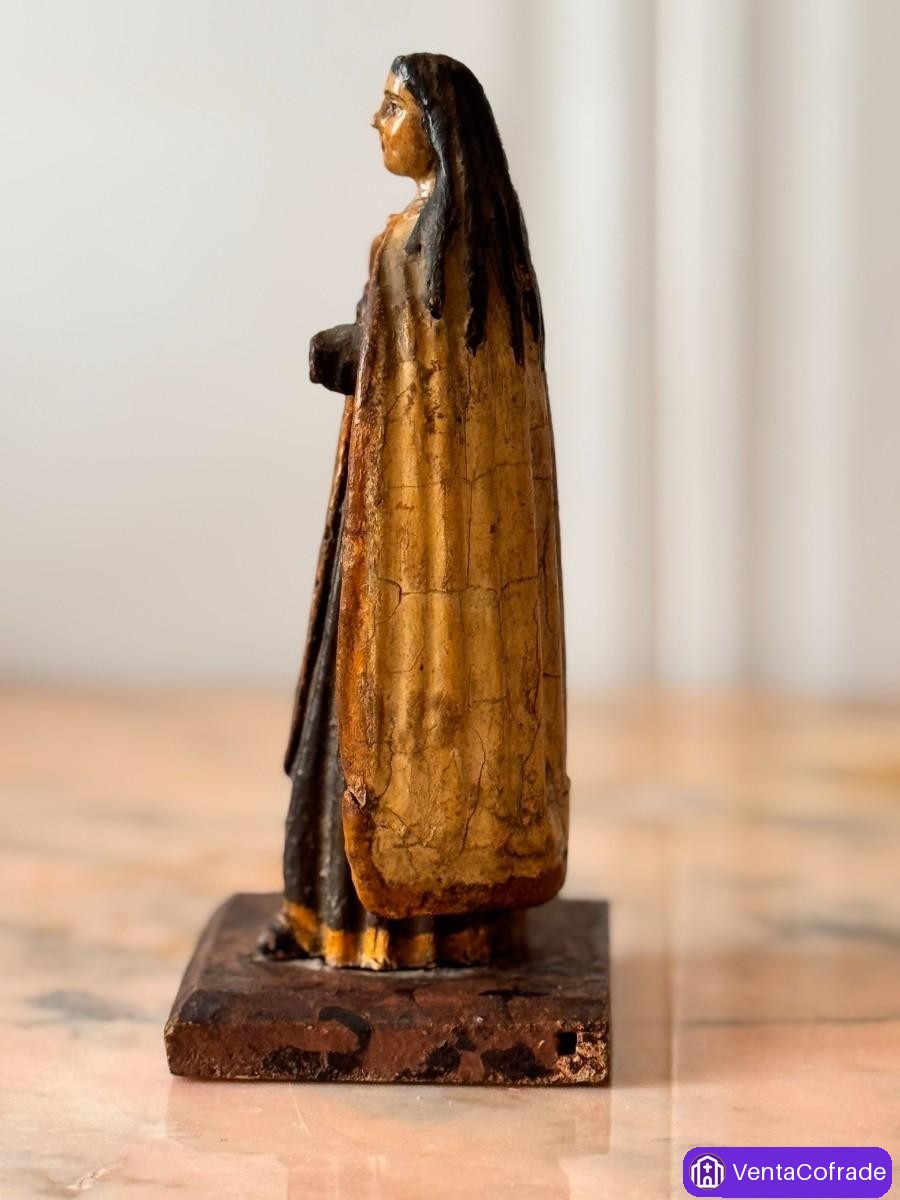 Talla antigua Santa Teresa madera policromada, arte sacro religioso siglo XIX - foto 5