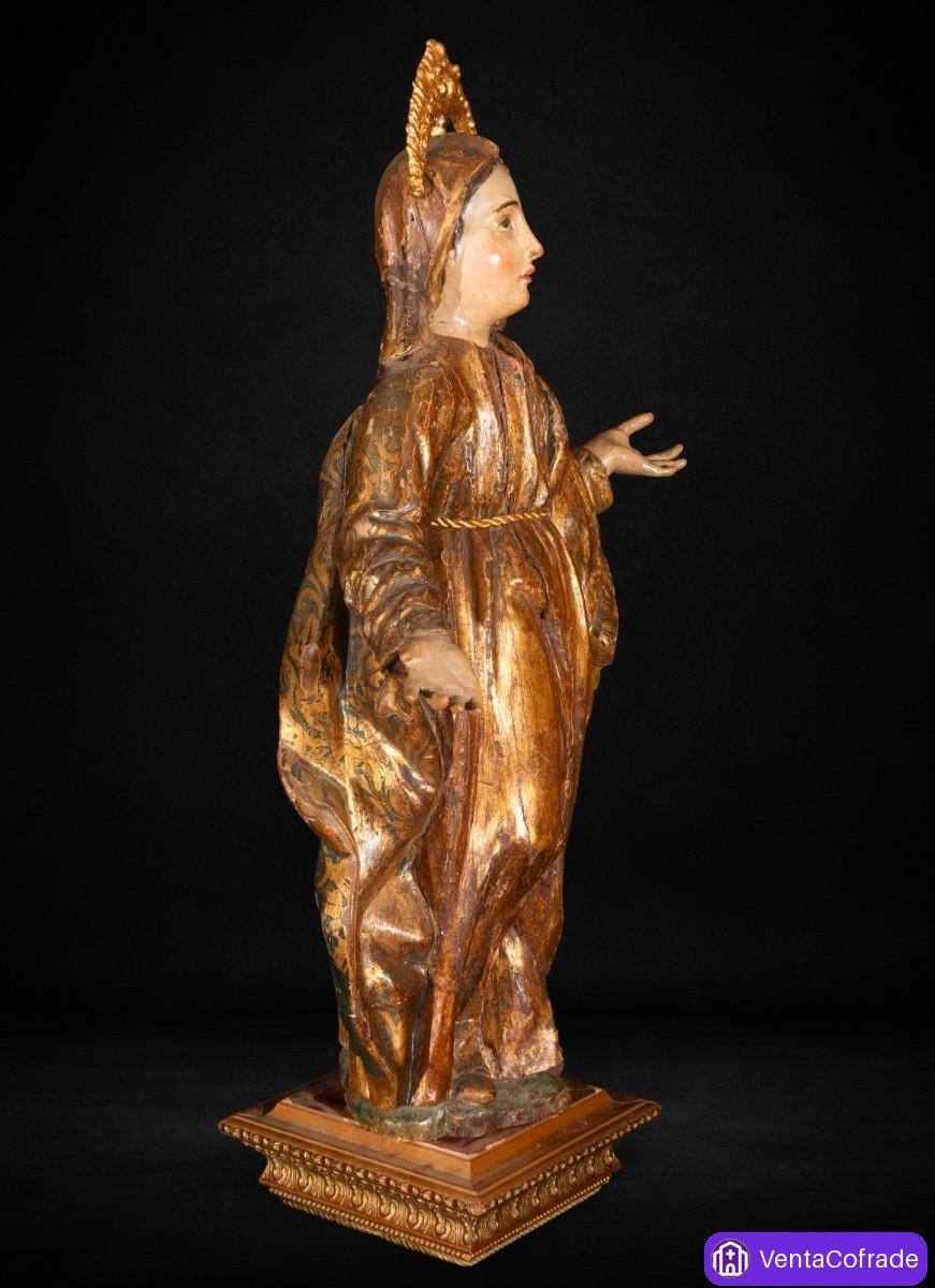Santa Ana. Madera tallada y dorada. Escuela española. Siglo XVI-XVII. 82 cm - foto 3