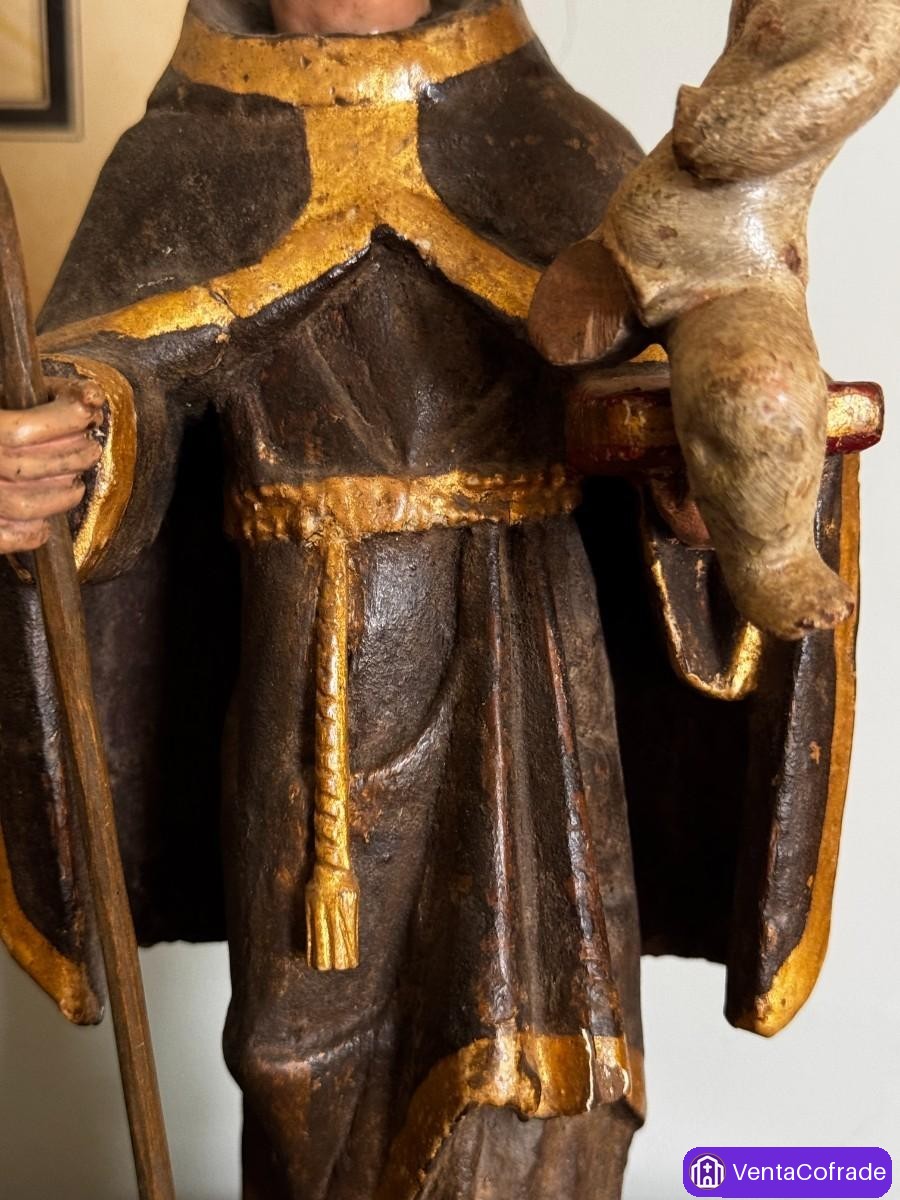 San Antonio con Niño, talla barroca en madera policromada, siglo XVIII - foto 6