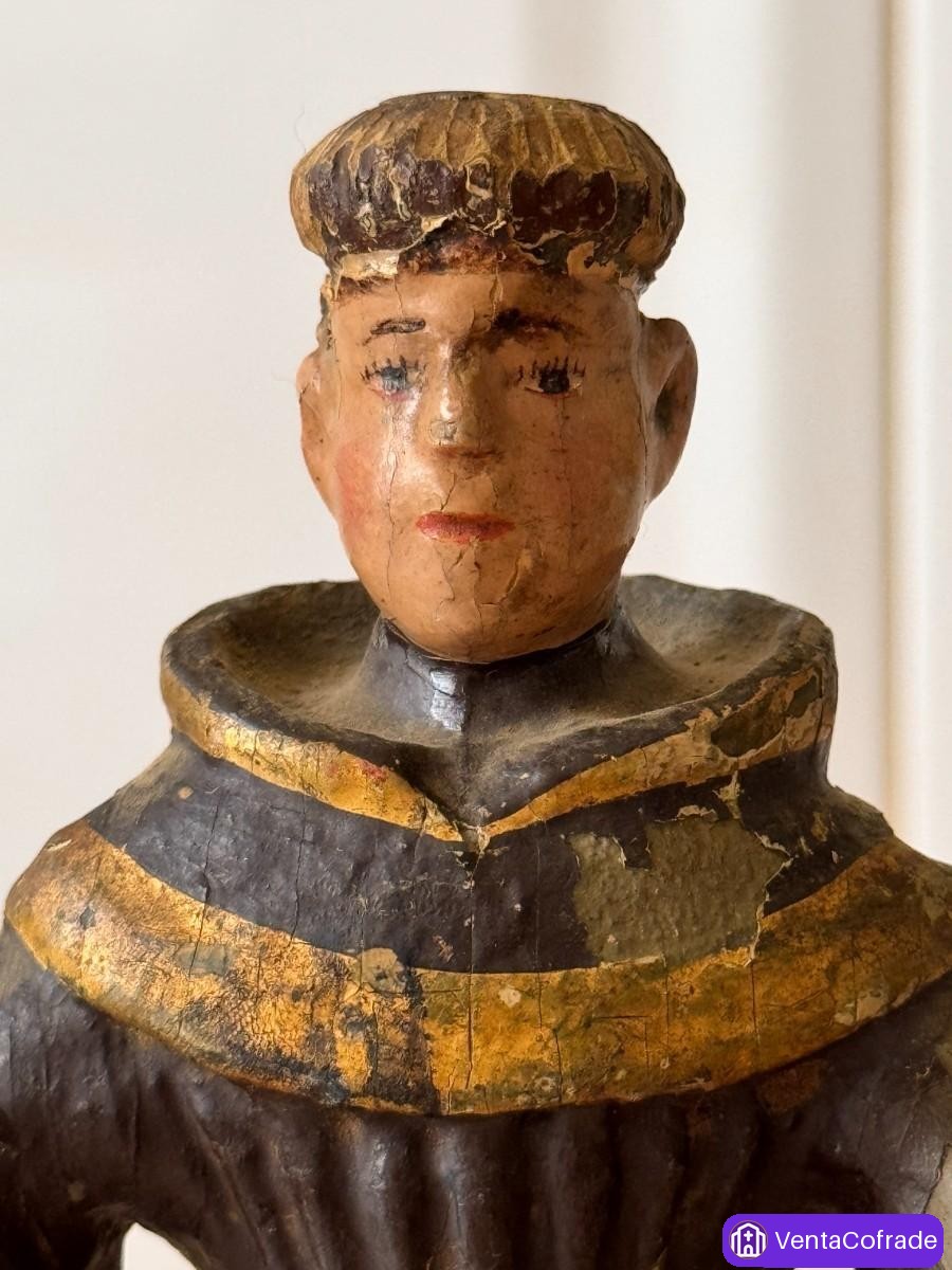 Talla antigua de San Antonio de Padua en madera policromada s. XIX – Arte sacro - foto 6