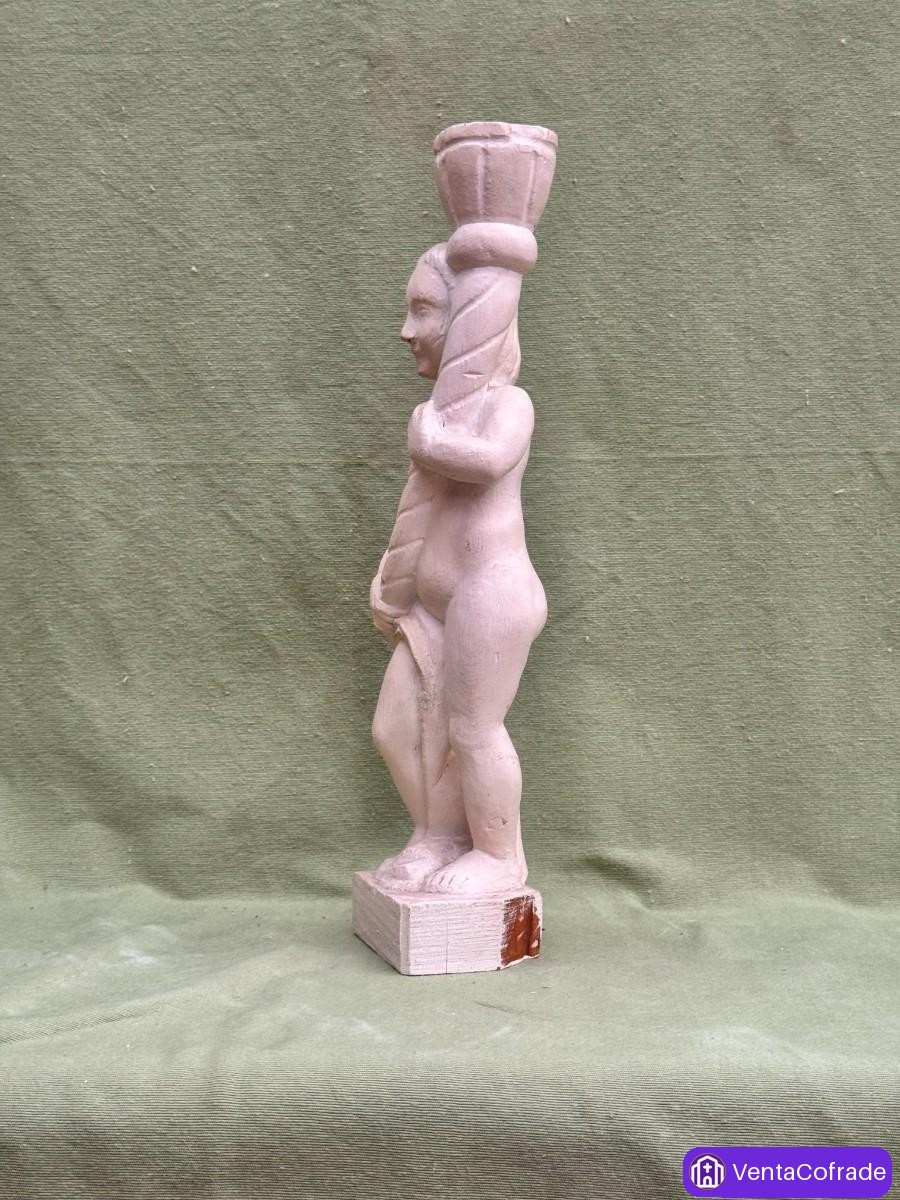 Putto en madera tallada, escultura barroca tardía, siglo XVIII - foto 2