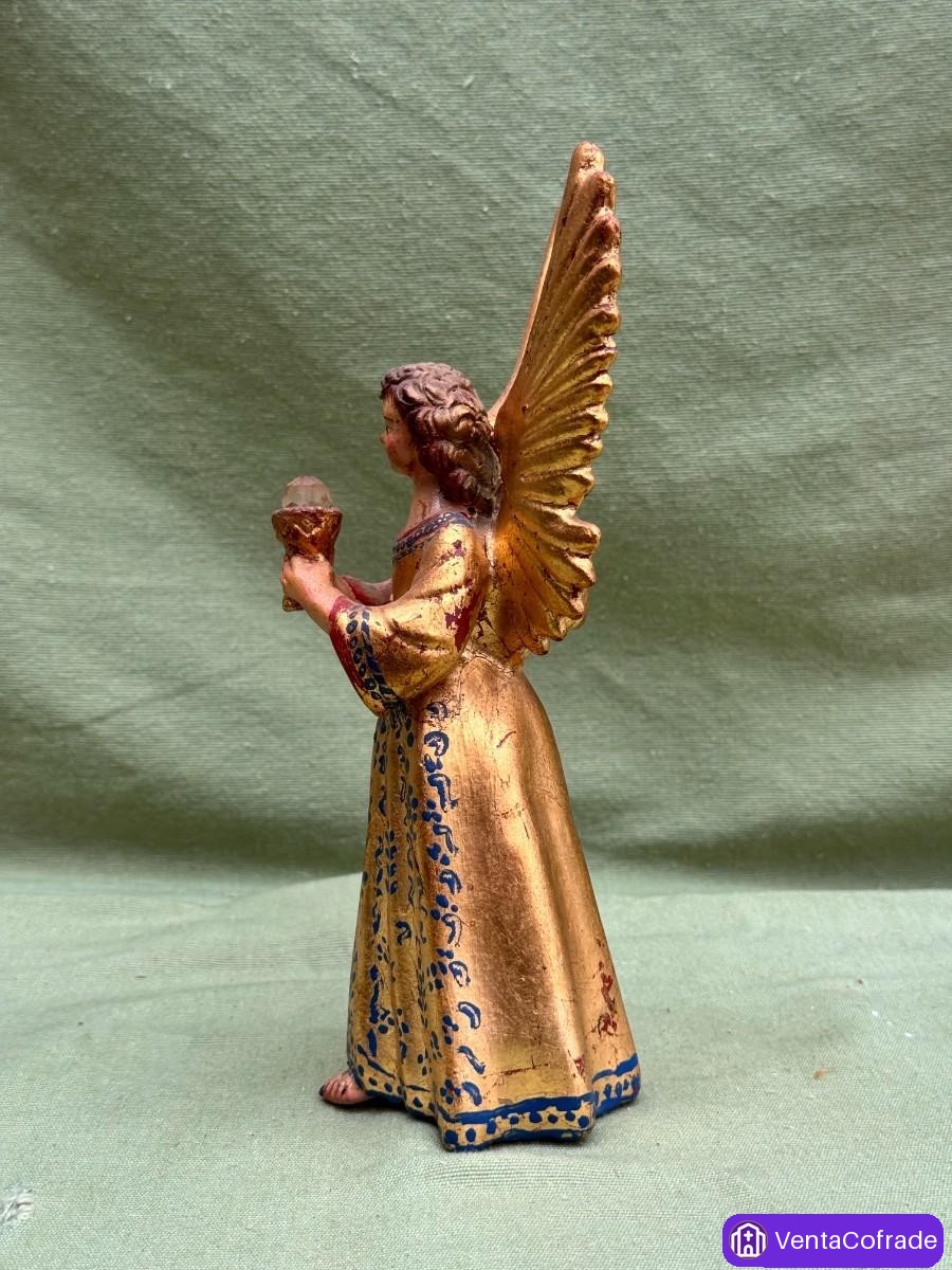 Ángel terracota policromía de autor. Portavelas - foto 2