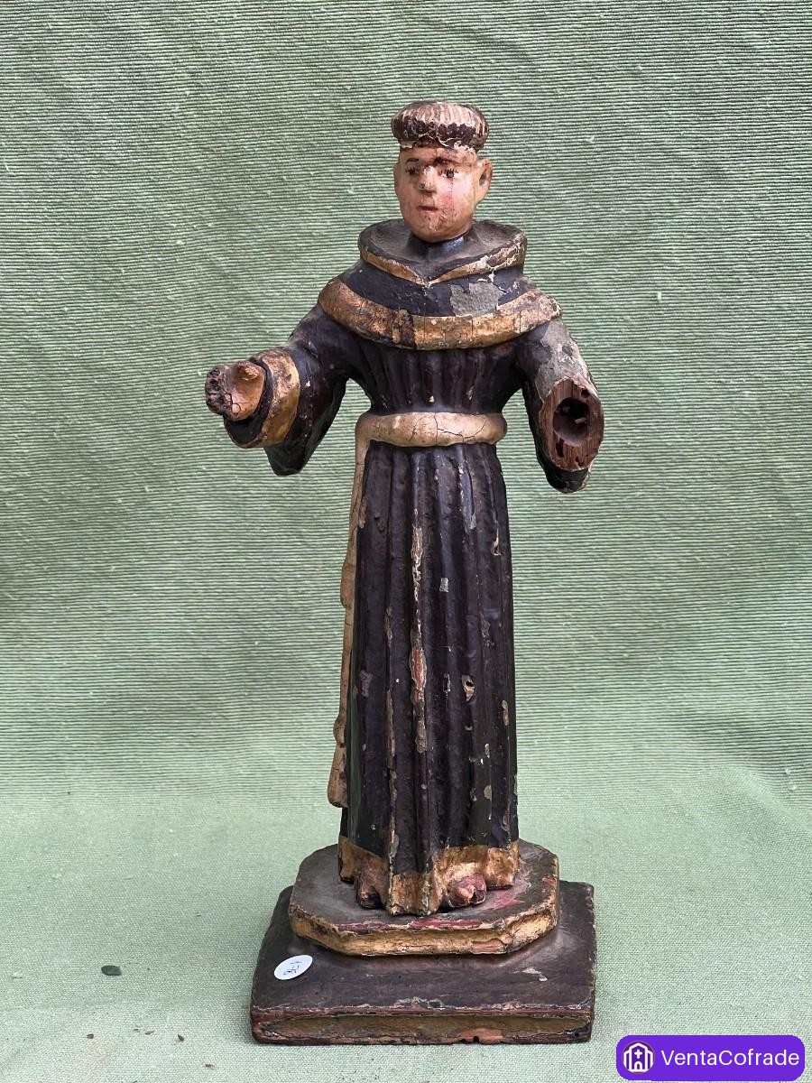 Talla antigua de San Antonio de Padua en madera policromada s. XIX – Arte sacro - foto 1