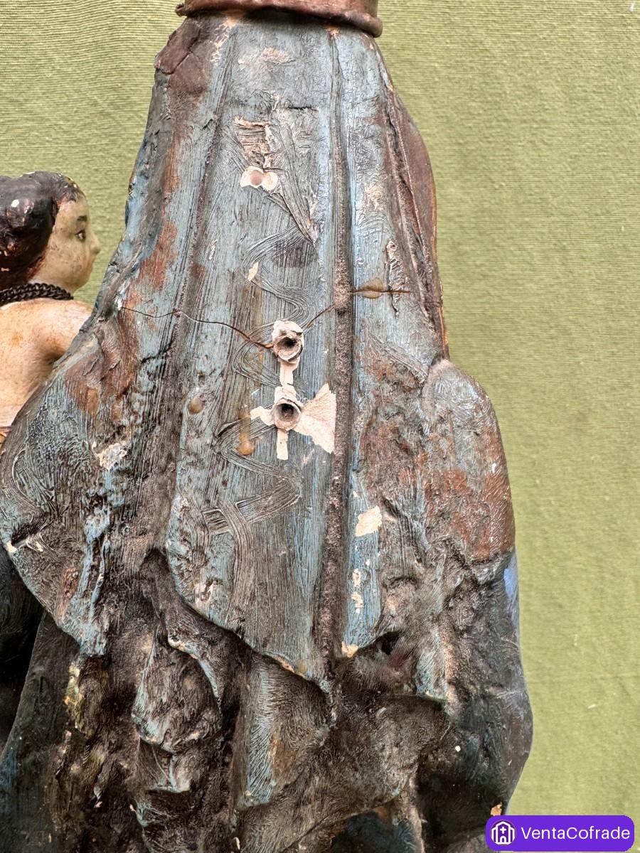 Virgen del Rosario Escayola Antigua Policromada - foto 5