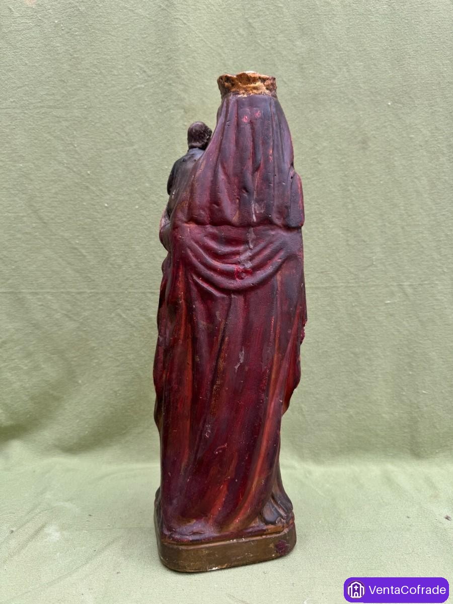 Virgen del Carmen antigua en escayola policromada, escultura religiosa española, finales s. XIX - foto 3