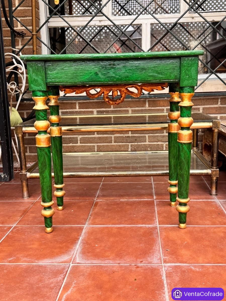 Consola decorativa estilo Luis XVI, madera tallada y dorada, siglo XX - foto 5