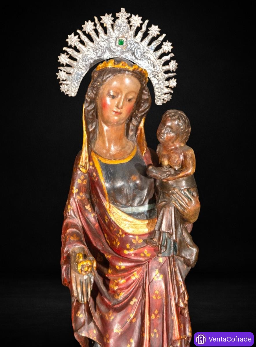 Virgen con Niño antigua escayola/yeso 1m - foto 2