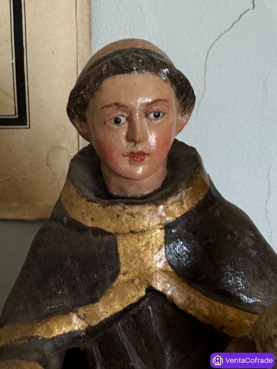 San Antonio con Niño, talla barroca en madera policromada, siglo XVIII - foto 5