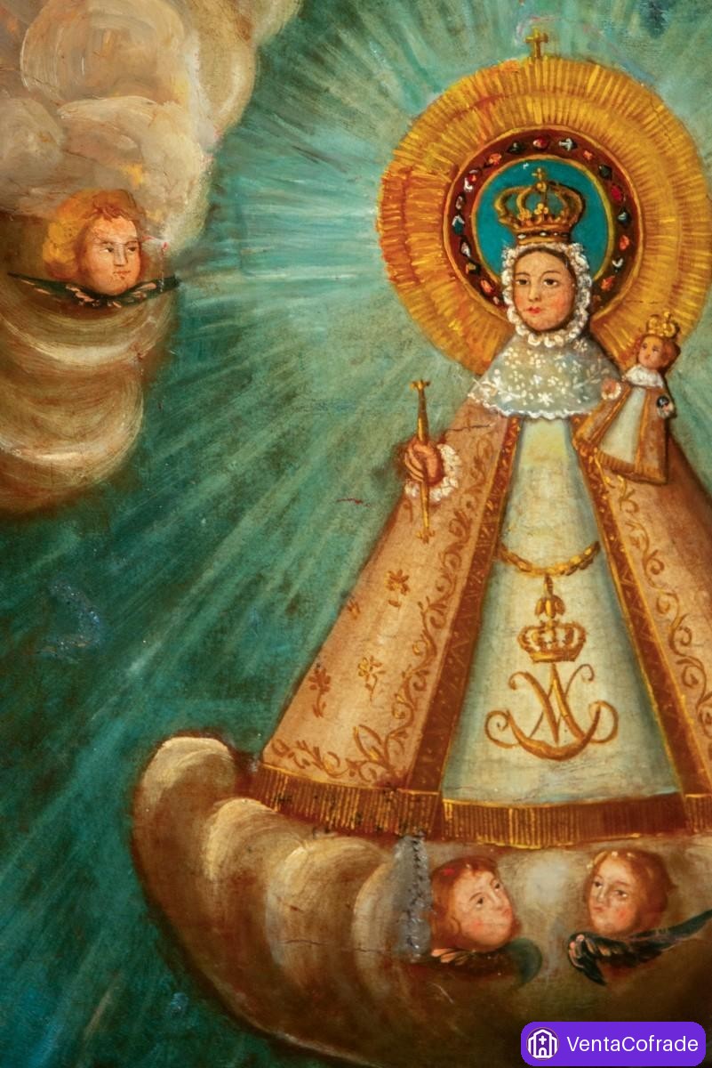 Virgen de la Candelaria, óleo colonial hispanoamericano, siglos XVIII-XIX - foto 3