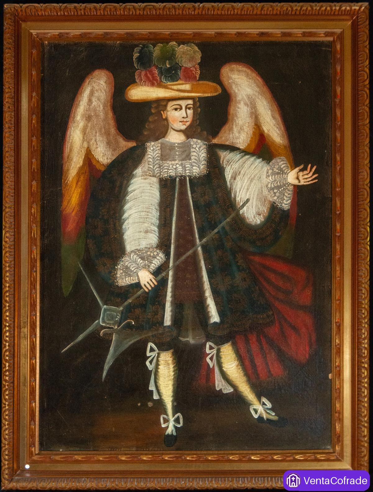 Arcángel con Alabarda Escuela Cuzqueña Perú Siglo XVIII Óleo Colonial - foto 1