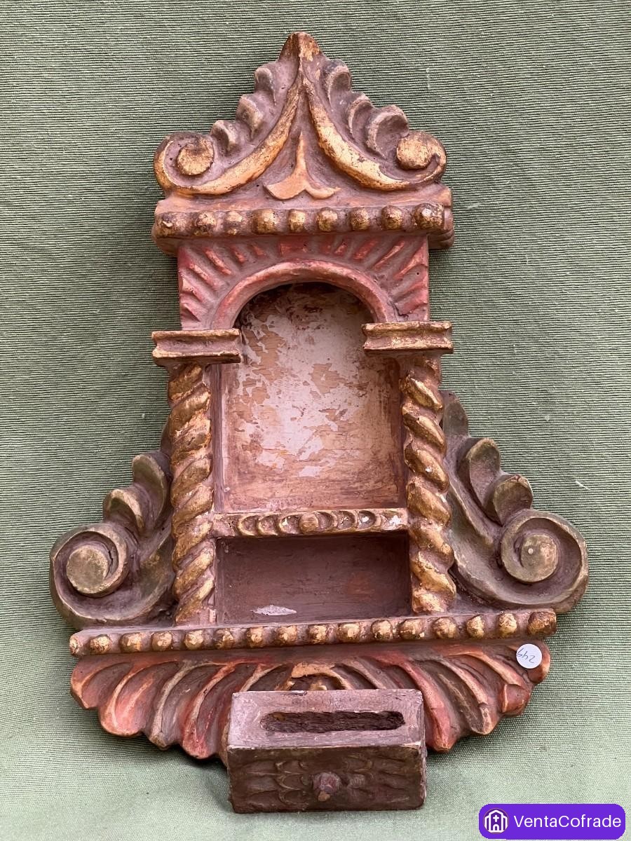 Hornacina barroca española en madera, siglo XVIII, retablo doméstico - foto 3
