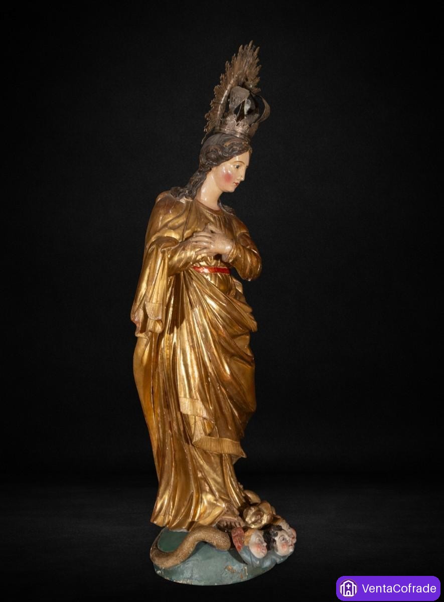 Inmaculada Concepción. Madera dorada y policromada. Siglo XVII-XVIII. 117 cm - foto 5