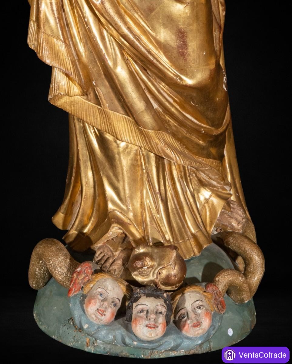Inmaculada Concepción. Madera dorada y policromada. Siglo XVII-XVIII. 117 cm - foto 3