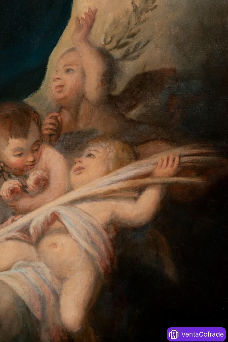 Inmaculada Concepción, gran óleo español de tradición murillesca, siglo XIX - foto 4