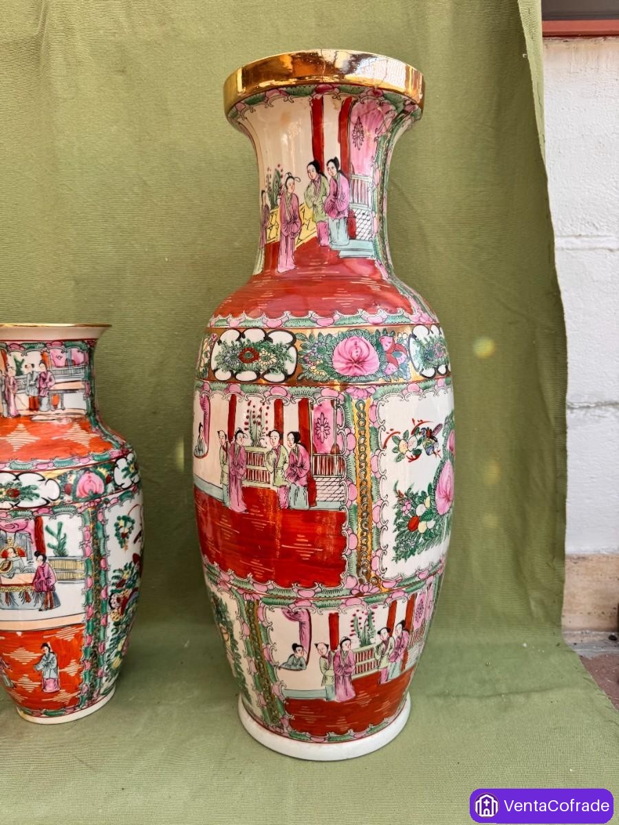 Lote 3 jarrones porcelana Macao 1940s - foto 4