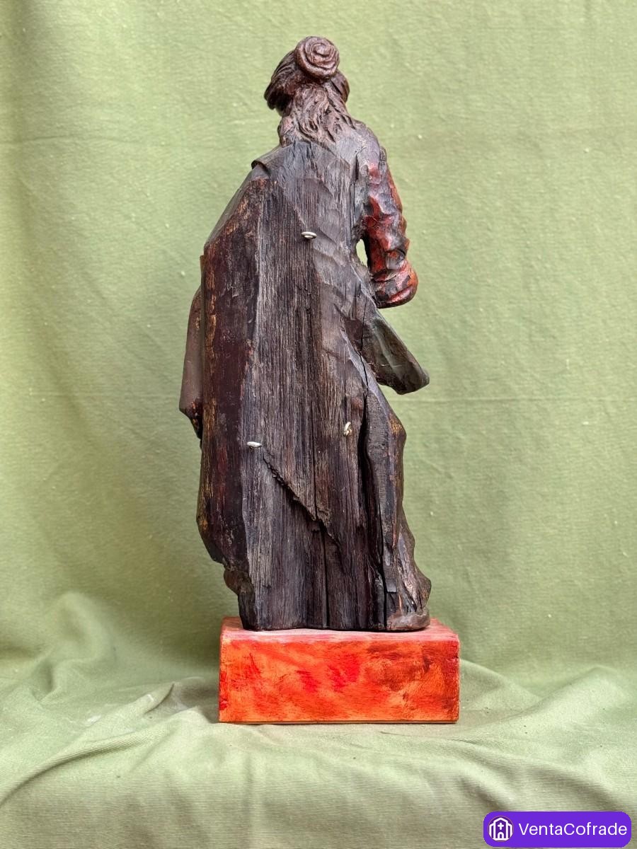 Santa Bárbara barroca en madera policromada y dorada, siglo XVII, 56 cm - foto 6