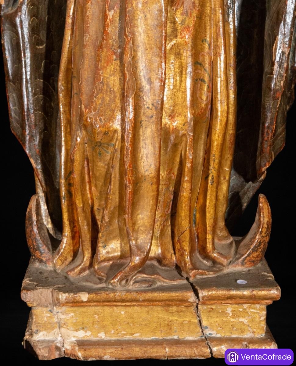 Virgen con Niño talla madera policromada y dorada España c.1600 coronas antiguas - foto 3