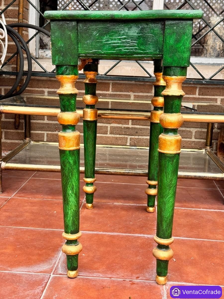 Consola decorativa estilo Luis XVI, madera tallada y dorada, siglo XX - foto 4